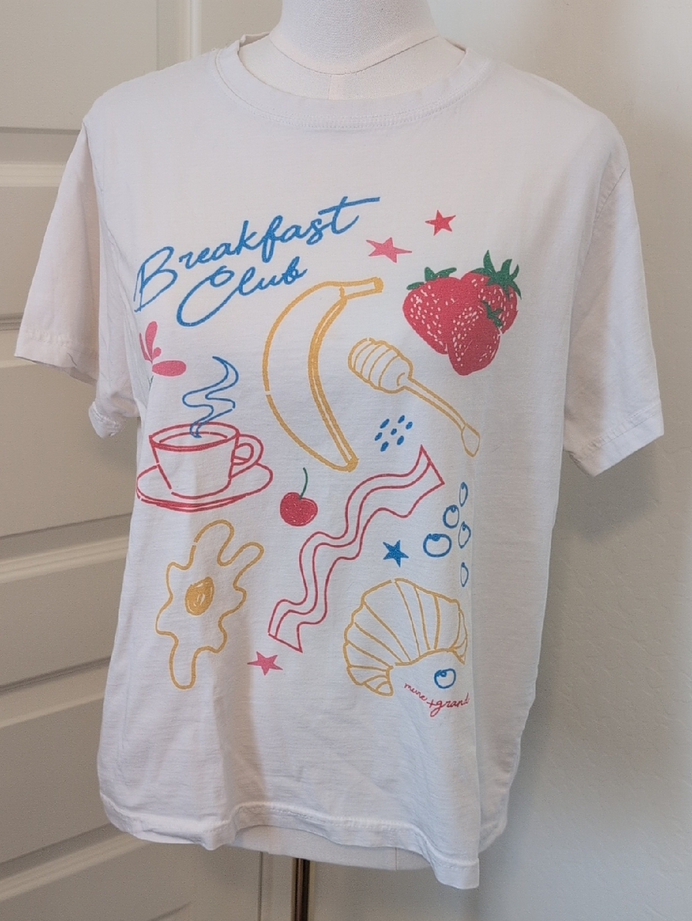 Breakfast Club Graphic Tee - White with Multicolor Print